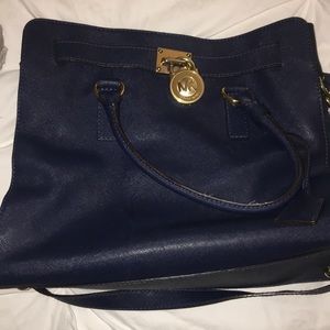 Michael Kors Dark Blue Large Hamilton Bag